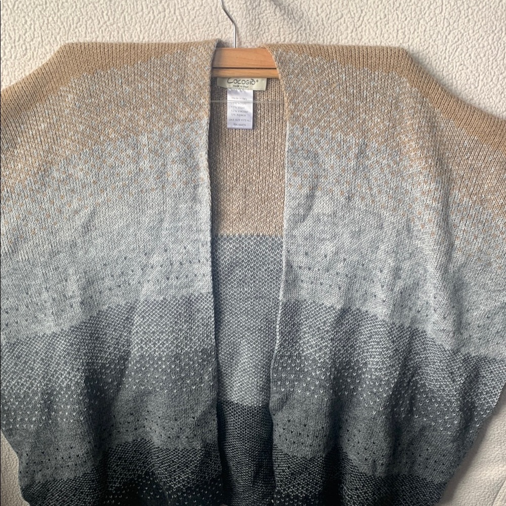 COOGI Gray and Tan Cardigan Sweater with Gradient Design